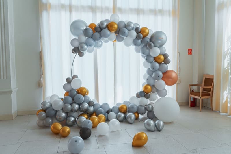 A balloon arch set up for a celebration